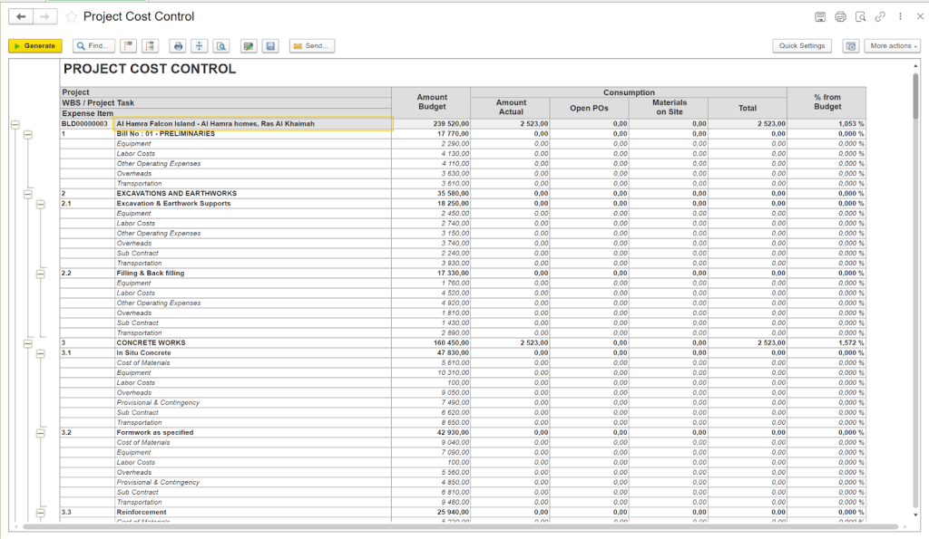 التحكم في تكاليف المشاريع في نظام FirstBit ERP