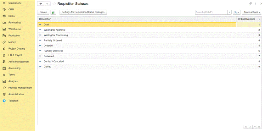 حالات طلبات الشراء في نظام (FirstBit ERP)